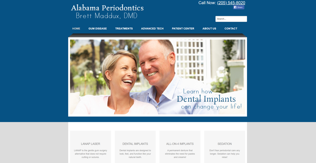 alabama periodontics web design before remodel