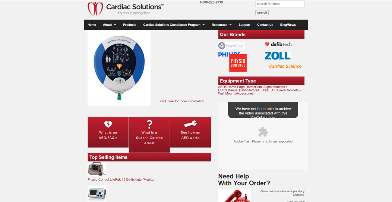 cardiac solutions website design before remodel