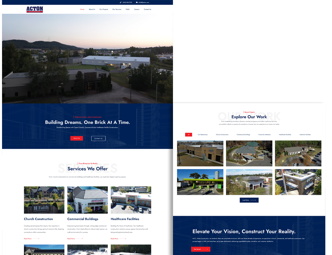 dl acton construction webpage design