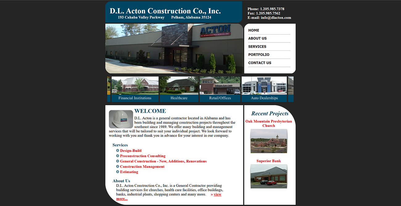 dl acton construction website before picture