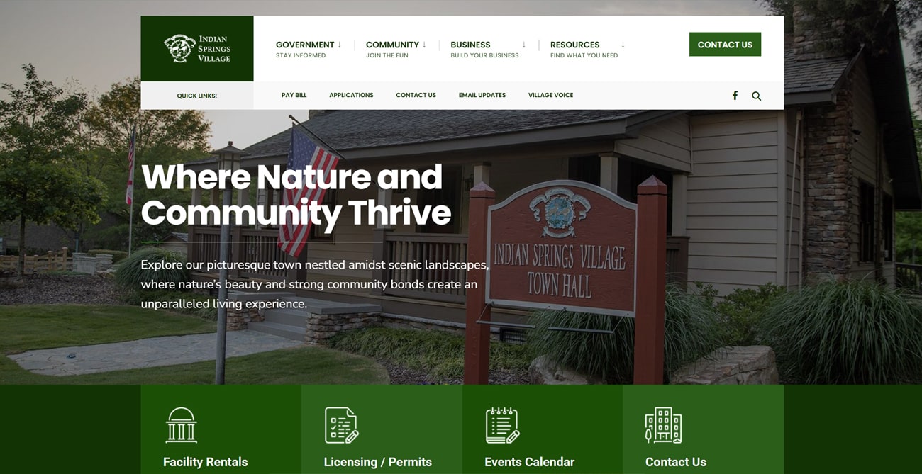 after photo of indian springs village website redesign