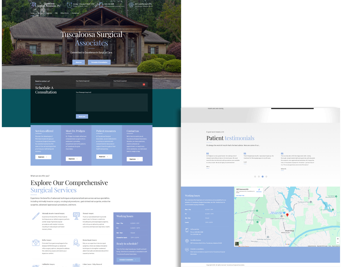 tuscaloosa surgical associates website design render